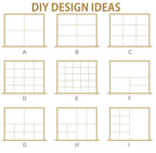 Grid layout with text 'DIY Design Ideas' and letter labels A to I.