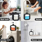 Multifunctional soap dispenser used in various settings including a wash basin, kitchen, laundry room, and shower room.