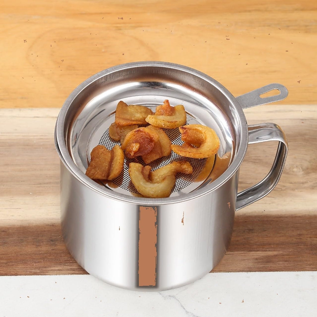 steel oil strainer mug